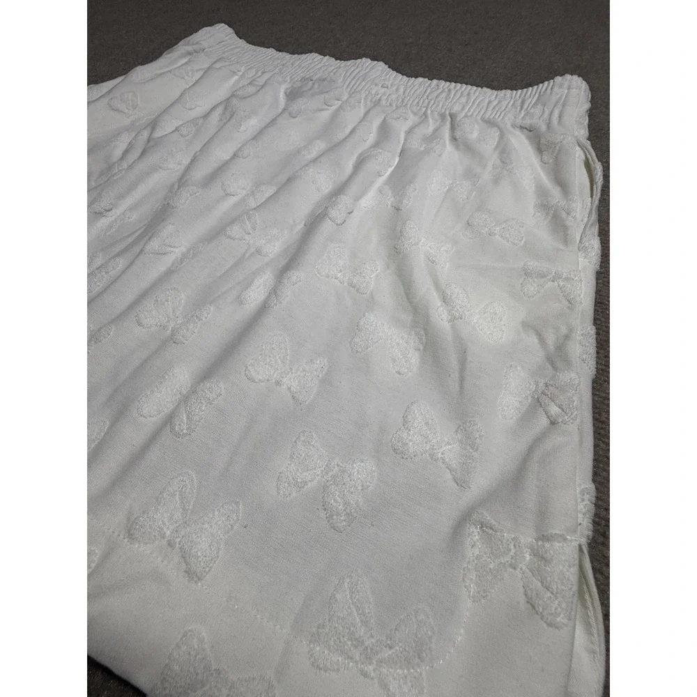 Disney Minnie Mouse Skirt Womens Medium White Bow Embossed Lounge Pajama Shorts - Picture 10 of 10